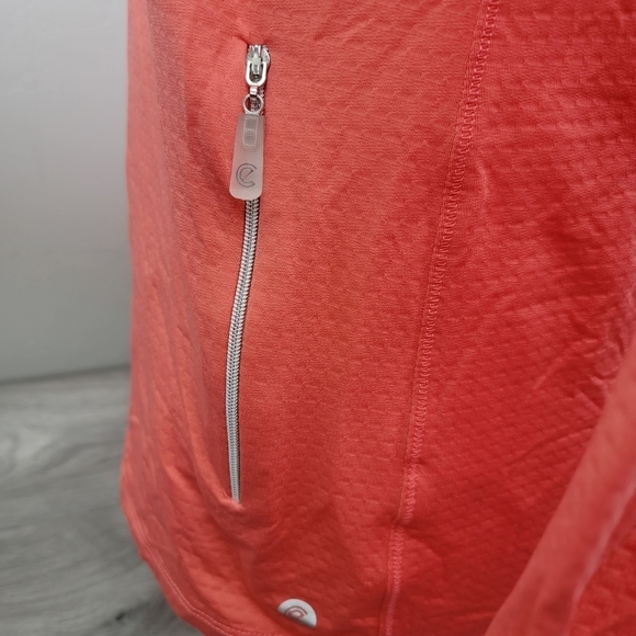 Bette & Court Orange Top Hoodie M Pullover Adjustable Zip Pockets Golfing Active - Picture 12 of 13